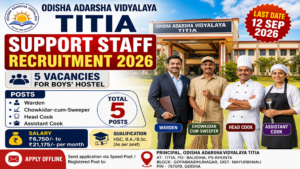 Odisha Adarsha Vidyalaya Titia Support Staff Recruitment 2026&hellip;