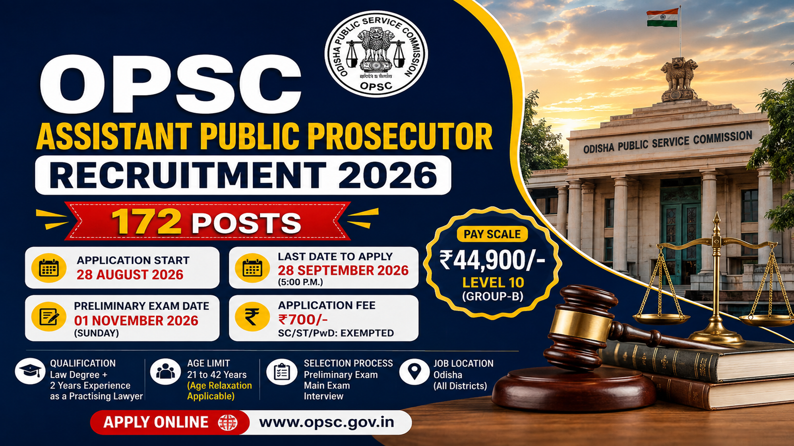 OPSC Assistant Public Prosecutor Recruitment 2026 (172) Post