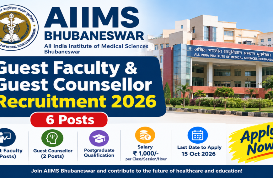 AIIMS Bhubaneswar Guest Faculty and Guest Counsellor Recruitment…