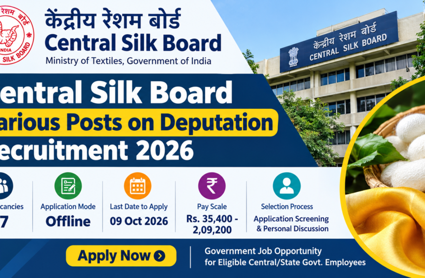 Central Silk Board Various Posts on Deputation Recruitment&hellip;