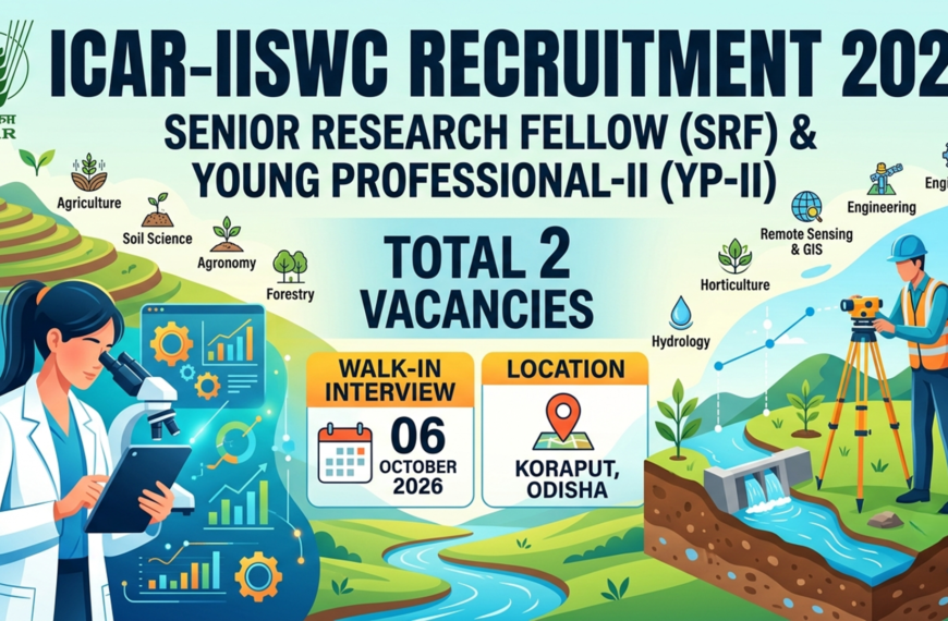 ICAR-IISWC Senior Research Fellow (SRF) and Young Professional-II&hellip;