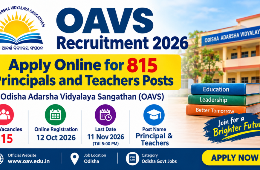 OAVS Recruitment 2026 β Apply Online for 815…