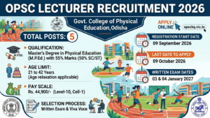 OPSC Lecturer in Govt. College of Physical Education&hellip;