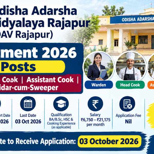 Odisha Adarsha Vidyalaya Rajapur Recruitment 2026: 5 Warden,&hellip;