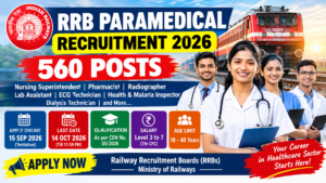 RRB Paramedical Recruitment 2026 – 560 Posts