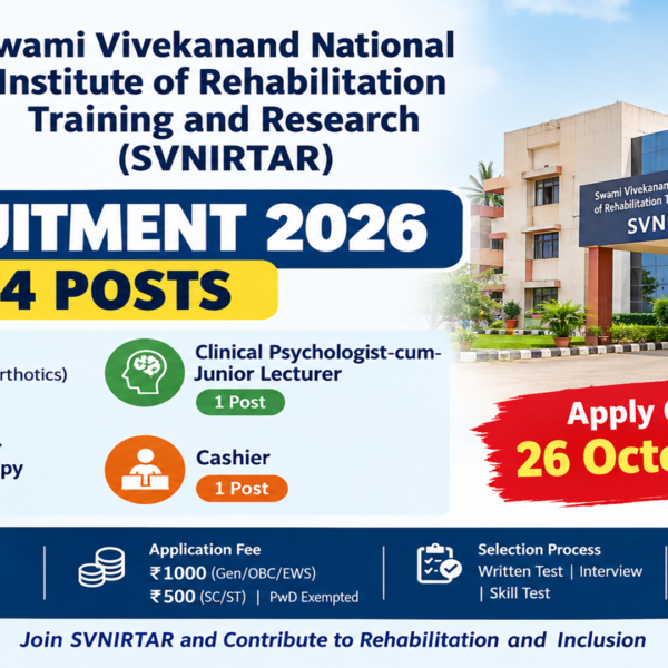 SVNIRTAR Recruitment 2026 β 4 Posts