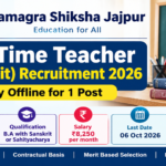 Samagra Shiksha Jajpur Part Time Teacher Recruitment 2026 – Apply Offline for 1 Post