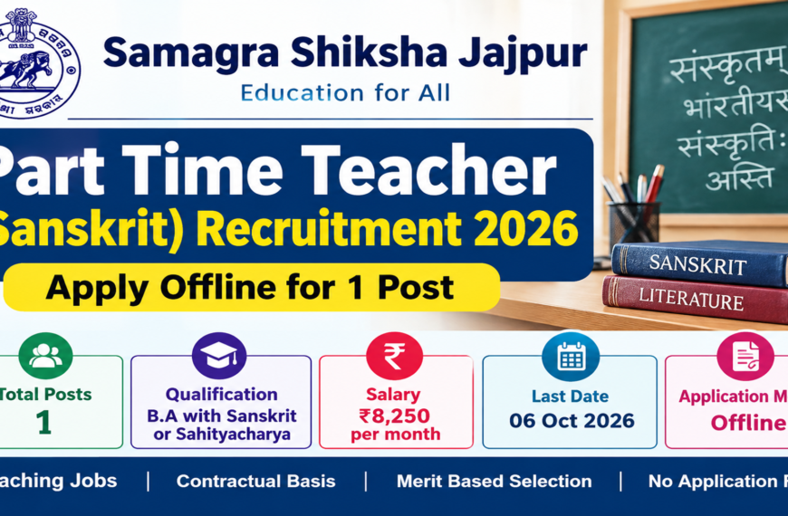 Samagra Shiksha Jajpur Part Time Teacher…