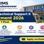 AIIMS Bhubaneswar Project Technical Support II Recruitment 2026 β Apply for 1 Post