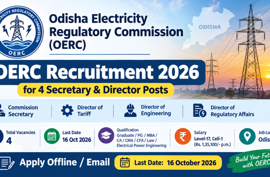 OERC Recruitment 2026 β Apply Offline for 4…